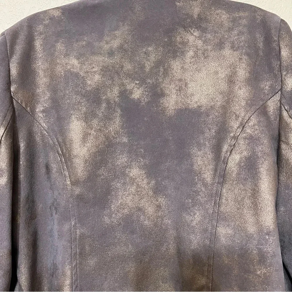 Chico’s Faux Suede Moto Jacket‎ Bronze Metallic Open Front